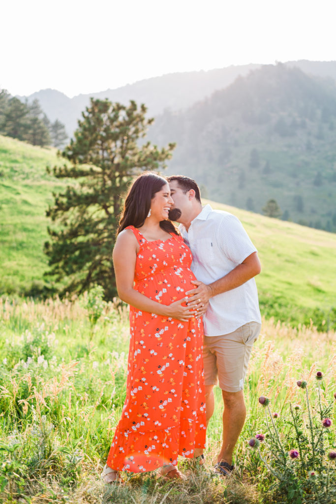 Couple maternity session in Colorado mountains