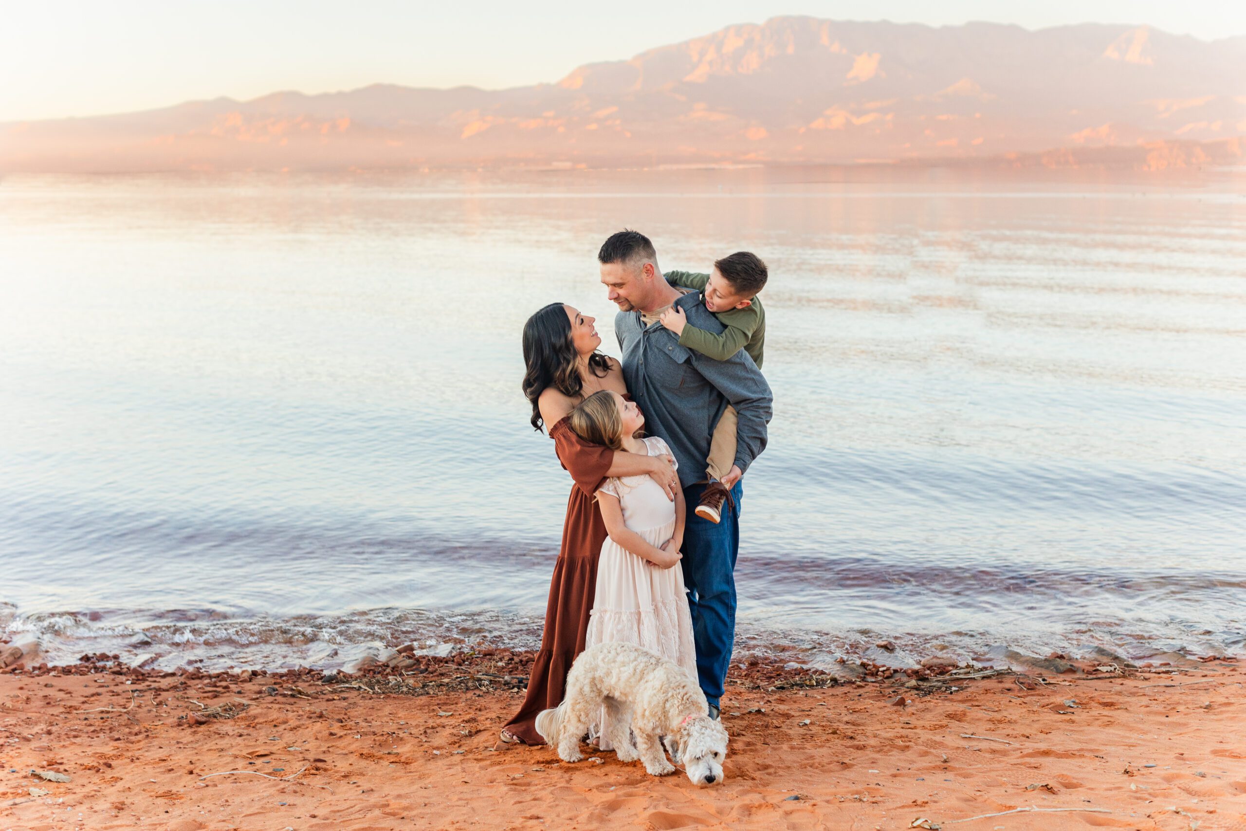 family at sand hollow state park for fun family photos in st. george utah