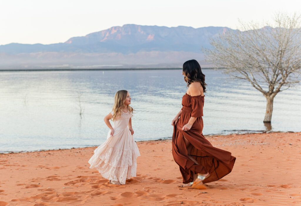 Mother and daughter having fun during their St. George family photo shoot