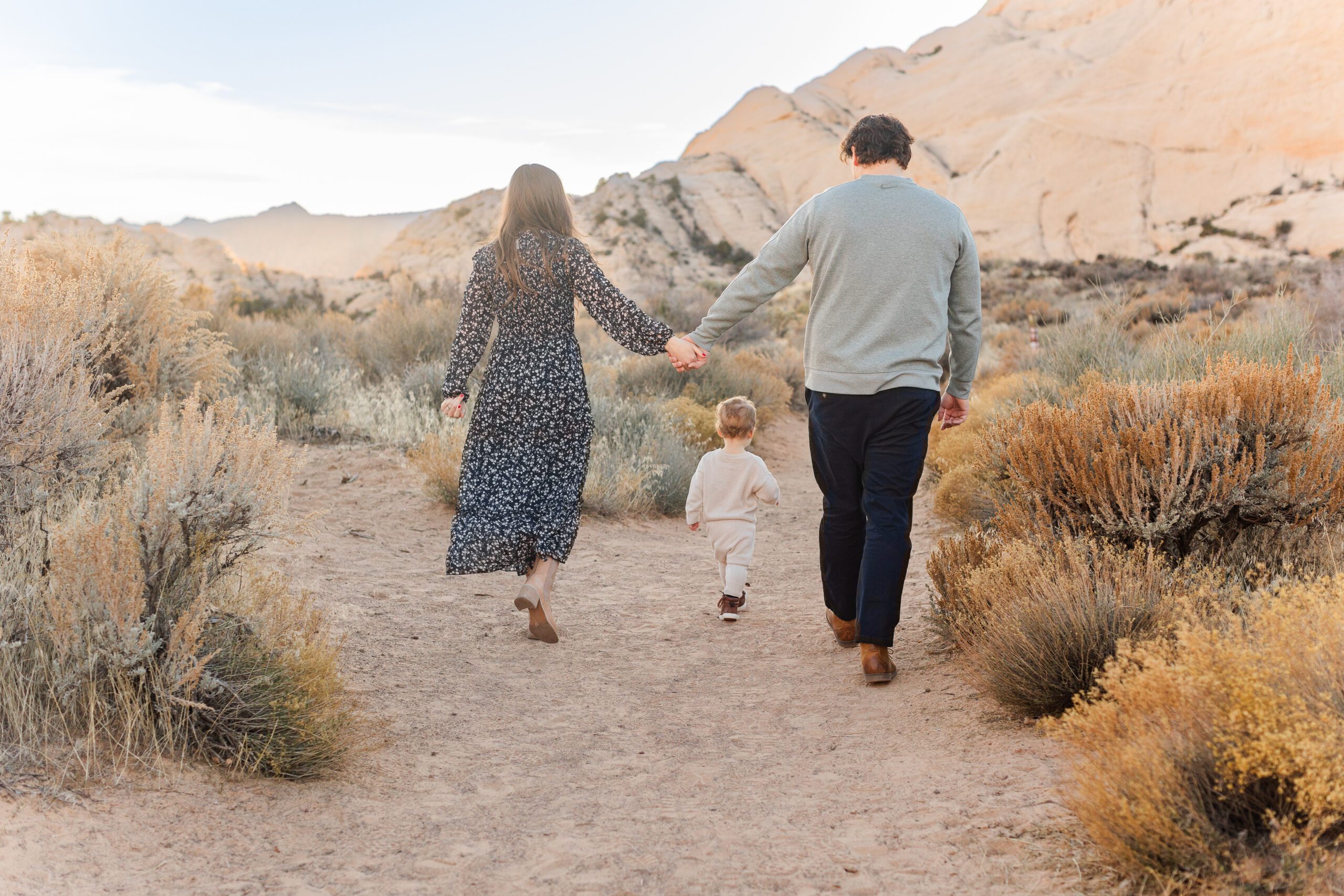 Family photos at white rocks in Snow Canyon State Park