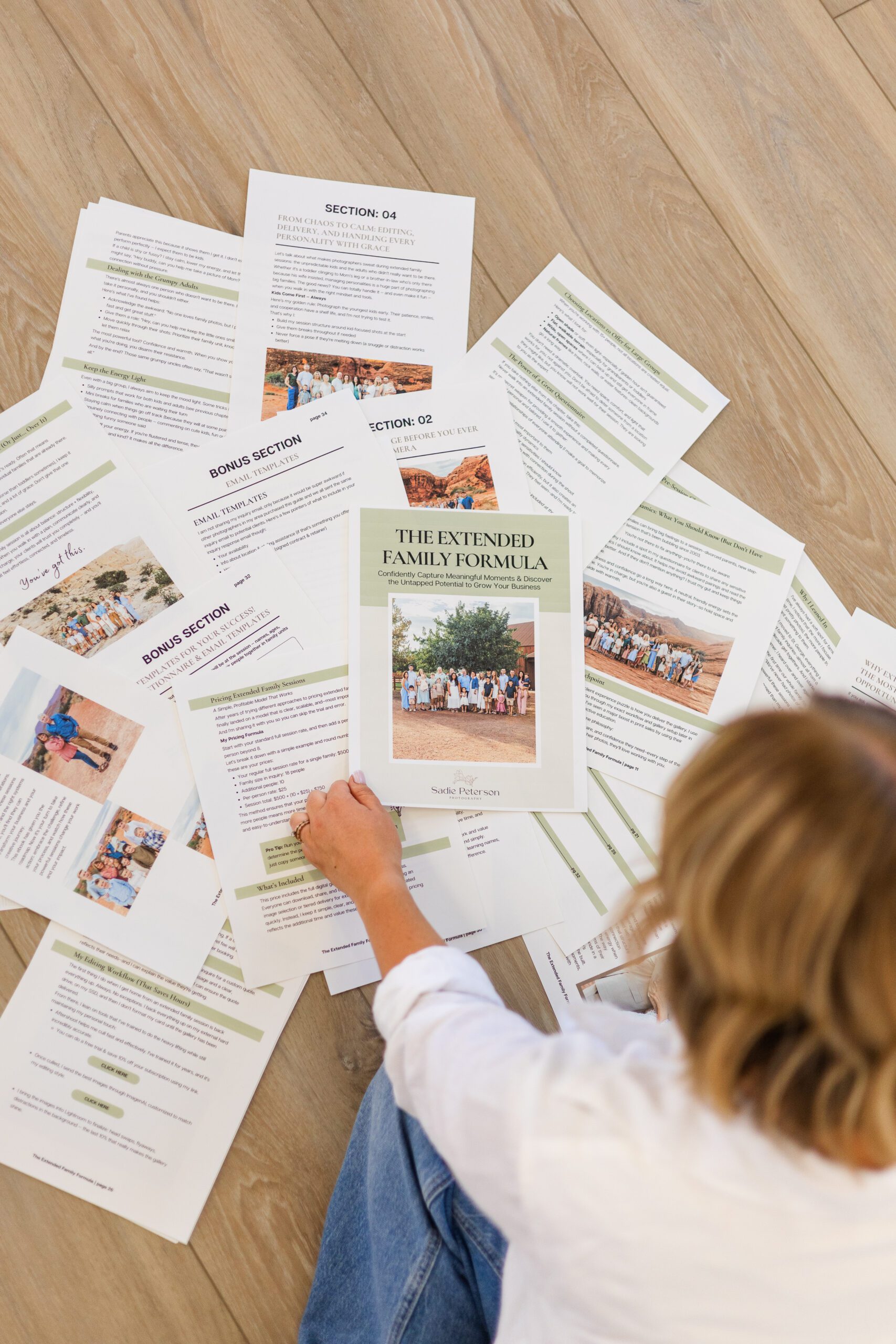 extended family photography guide for family photographers laid on the floor